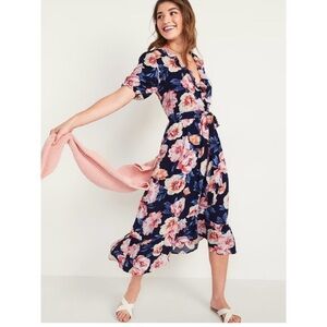 Old Navy Floral Wrap Midi Dress
